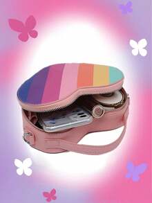 Y2K风格个性化心形单肩包，哥特朋克纯色可调节肩带手提包，优雅时尚腋下包，适合派对、音乐节、街头风、约会、情人节礼物 - 彩色 - 查看 6