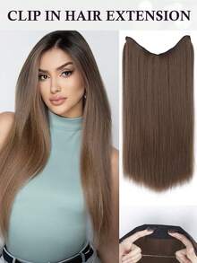 Invisible Steel Wire Hair Extensions, Transparent Hair Hoop, Adjustable Size, Detachable Safety Clips, Synthetic Straight Hair, Women Invisible Wig - Multicolor - View 10