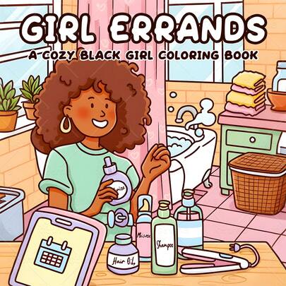 GIRL ERRANDS A COZY Coloring Book Original Upgraded Paper Thickened 24 Pages Adult Picture Book Gift Bold And Easy, Simple And Big Designs For Relaxation Coloring Books Christmas, Halloween Gift, Birthday Present, Children's Day, Student Supplies, Back To School Supplies, School Supplies[ Hand Drawn Must-Have ]