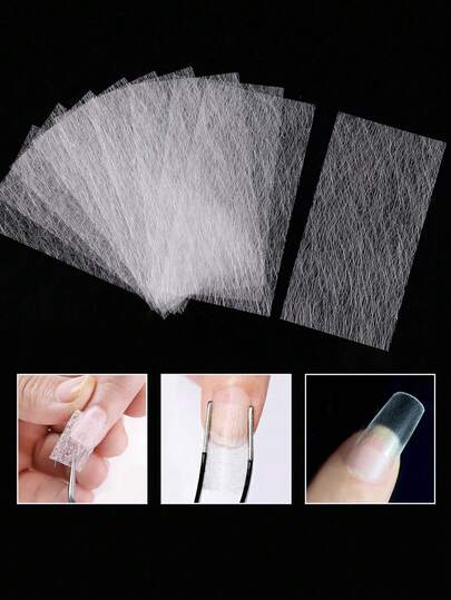 50/20/1片装玻璃纤维美甲延长条，无纸延长夹，快速延长条美甲工具，操作简便