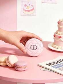 Dior 粉色绗缝双面便携化妆镜，带品牌标志，带放大功能 - 粉色 - 查看 1