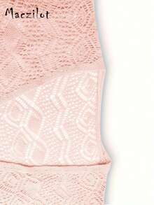 Women's Lightweight Cover Up, Loose Fit Hollow Out Flare Sleeve Mid-Length Shawl Collar Sweater, Soft Pink - Baby Pink - View 5