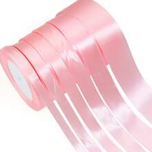 25 Yards/Roll Light Pink Satin Ribbon, Solid Shiny Fabric, Suitable For DIY Wedding Invitations, Bridal Bouquets, Gift Wrapping, Party Decorations, Sewing Crafts, Bridal Bouquet Accessories, Wedding Decorations - Baby Pink - View 5