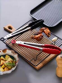 1 szt. Silikonowy antypoślizgowy uchwyt na żywność - Uchwyt ze stali nierdzewnej do grilla - Uchwyt do pieczenia chleba w kuchni - Na zewnątrz, niezbędny do pieczenia chleba w kuchni i na pikniki, uchwyt do grilla - Wielokolorowe - Zobacz 3