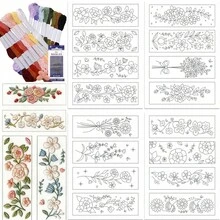 16 piezas Patrones de bordado solubles en agua Estabilizadores con tema divertido Papel de bordado y costura con patrones preimpresos de estilo divertido para amantes de la costura a mano principiantes - A - Ver 2