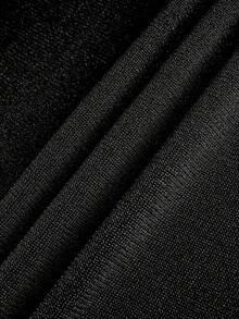 Plus Size Women Solid Color V-Neck Drop Shoulder Long Sleeve Casual Loose Sweater, Autumn/Winter Black - Black - View 10