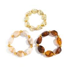 3pcs/Set Bohemian Geometric Irregular CCB Bead Resin Tie Dye Bracelet Set, Elegant Luxury Everyday Casual Party Jewelry Gift For Women - Bracelet - View 8