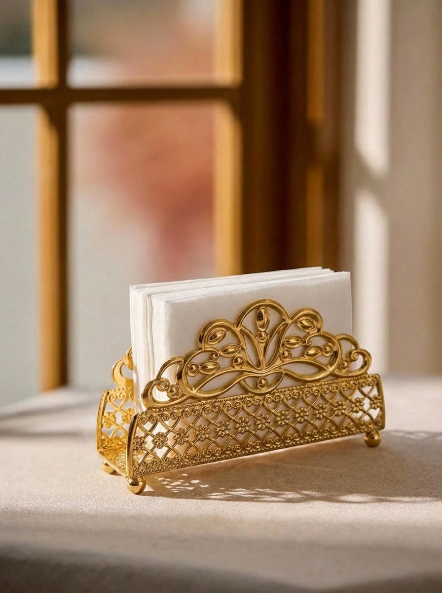 Cirelle 1个欧式立式纸巾架，金属复古餐桌餐巾夹，餐厅纸巾盒