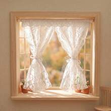 1/12比例微缩窗帘模型，窗帘装饰，娃娃屋手工DIY装饰窗景，蕾丝细节营造公主般淑女风情，适用于娃娃屋卧室、客厅装饰、摄影道具 - 白色 - 查看 1
