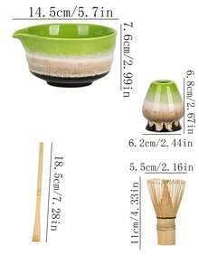 5件套宋代抹茶碗、抹茶制作工具、抹茶刷、日式茶碗、茶筅、搅拌器，适合作为节日礼物 - 彩色 - 查看 8