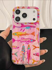 1 chiếc ốp lưng điện thoại họa tiết cá tối giản, chống nước, chống bám vân tay, chống trầy xước, trong suốt, chất liệu IMD mềm bóng mịn, phù hợp với 17/17 Pro/17 Pro Max/16/16 Plus/16 Pro/16 Pro Max - Nhiều màu - Xem 2