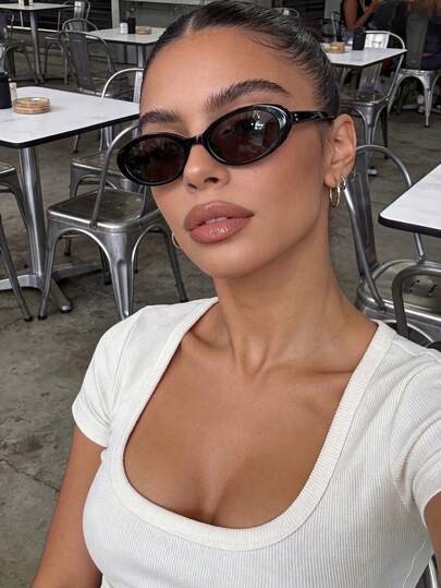 Retro Oval Small Frame Black Fashion Fashion Glasses, Plastic Casual Decoration Daily Wear Unisex