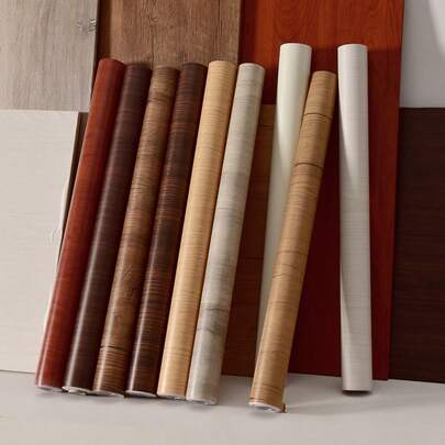 1 Roll Self-Adhesive Wallpaper, Faux Wood Grain, Thick Self-Stick Wall Decor, Suitable For Indoor Living Room, Ceiling, Bedroom And Office Wall Decoration