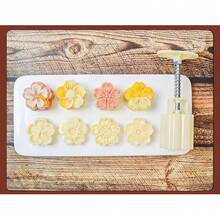 1套DIY月饼模具塑料手动压模糕点模具手动压绿豆糕模型糕点压花制作厨房烘焙工具 - 彩色 - 查看 11