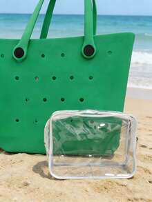 New Bogg Beach Makeup Bag,Beach Accessories, Toiletry Bag,Travel Accessories;Travel Essentials; Multi Color Insert Accessory Compatible, For Decorative Charm Inserts,Suitable For Travel And Outings, Water-Tight - Ideal For Travel,Versatile Inner Organizers,Waterproof, Wear-Resistant, Easy To Clean, Suitable For Bogg Bags, Transparent Bogg Cosmetic Bag With Phone Holder, Compartmentalized Internal Storage Compatible Travel Cosmetic Bag - Multicolor - View 3