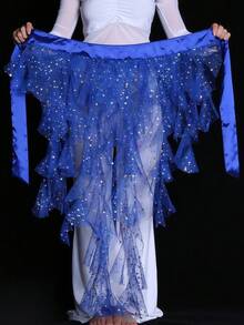 1件8色可选肚皮舞亮片网纱九尾狐腰带腰链腰饰，迷人埃及风腰链，亮片荷叶边薄纱多层裙，流苏臀巾，薄纱多层肚皮舞派对蓬蓬裙，可调节腰带，适合派对、宴会、舞蹈、表演、晚宴等场合。 - 彩色 - 查看 12