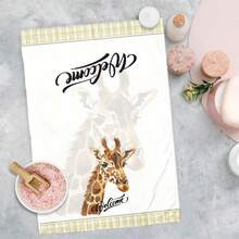 2/4/48pcs Spring & Summer Series Pale Yellow Plaid Trim, Watercolor Giraffe Head Print Kitchen Towels - Super Soft, Highly Absorbent Polyester Dish Towels & Hand Towels, Ideal For Holiday Decor, New Year Gifts, Kitchen Decor, Party Decorations - Multicolor - View 6