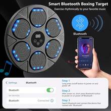 Musical Boxing Machine, Smart Boxing Trainer With Bluetooth And Boxing Gloves, Wall Mounted Boxing Machine For Parent-Child Interaction And Family Entertainment, Boxing Equipment For Home, Office And Gym. - Black - View 2