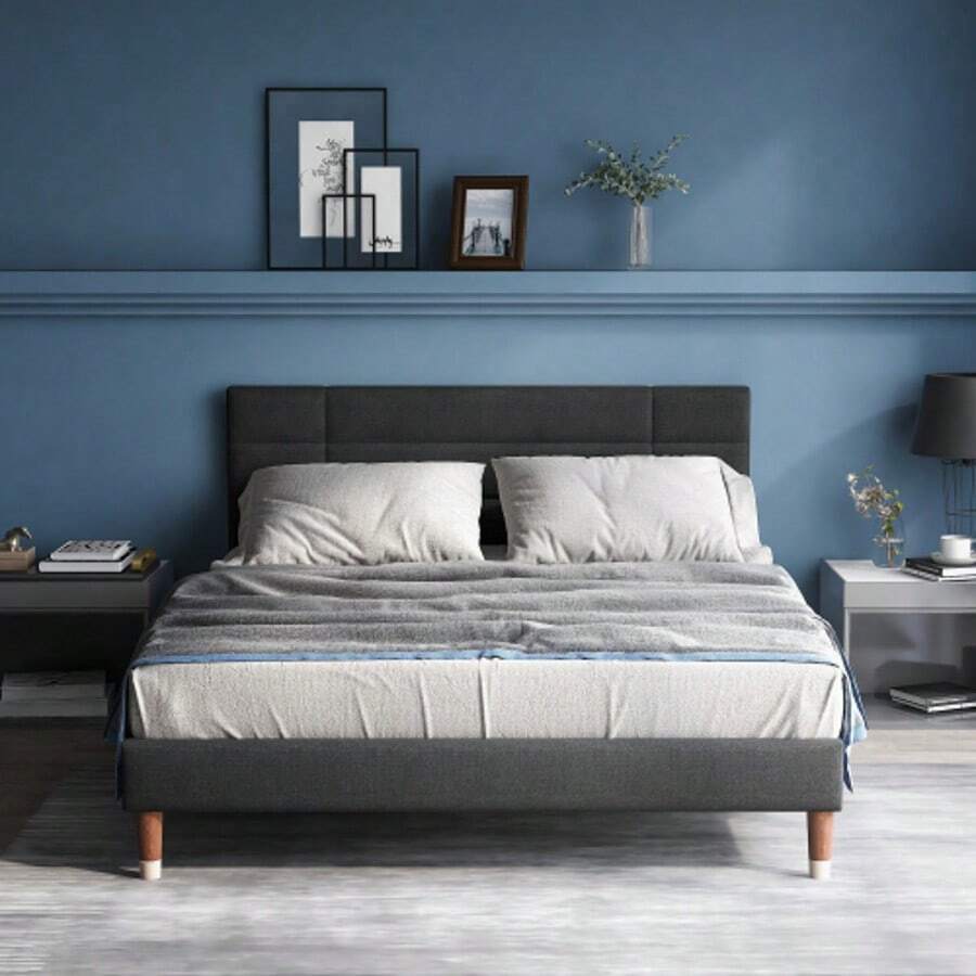 Upholstered Bed, Double Bed With Storage Compartment And Slatted Base, 140x200cm Upholstered Bed Frame With Headboard, For Adults And Teenagers, (With Spring Mattress) - 灰色 - 查看 1
