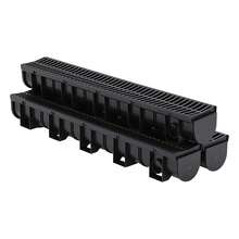 Paquete de Sistemas de Drenaje de zanjas de HDPE, Canal de Drenaje de Entrada de 5.9 Pulgadas de Ancho x 5.1 Pulgadas de Alto, con Rejillas de plástico y Tapas de Extremo, Resistente para Patio - Paquete de 3 - Ver 1