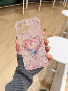 加厚透明防摔UV喷漆粉色TPU手机壳，饰有个性化油画蕾丝蝴蝶爱心图案，兼容 17/17 Air/17 Pro/17 Pro Max、16/16 Plus/16 Pro/16 Pro Max、15/15 Plus/15 Pro/15 Pro Max、14/14 Plus/14 Pro/14 Pro Max、13 Mini/13/13 Pro/13 Pro Max、Galaxy系列 - 彩色 - 查看 5