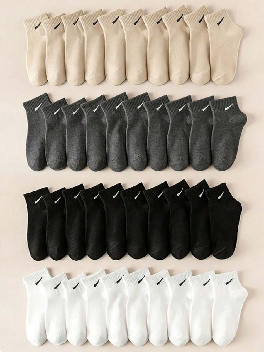 5/10双装随机颜色运动袜，男女童中筒袜，返校学生跑步运动袜，情人节礼物，送给女孩的礼物，酷炫男童袜，复活节幼儿袜 - 彩色 - 查看 1