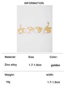 Set de 4 anillos ajustables con textura de serpiente de moda, adecuado para mujeres, joyería de regalo para fiestas en Oriente Medio y Arabia Saudita - Multicolor - Ver 11