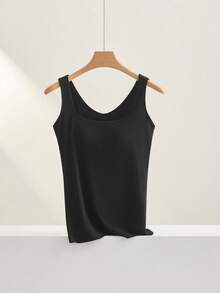 2件装女士无缝极简时尚吊带背心，纯色，带衬垫，宽肩带，无袖，可外穿 - 彩色 - 查看 4