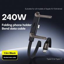 Tangle-Free Hot Item 240W Fast Charging Type-C To Type-C Stand Data Multi-Function Data Car Data Suitable For 17 To 15 Series Woven Dual Type-C Charging Port S25 Etc Birthday Gift Anniversary Gift - Google - View 1
