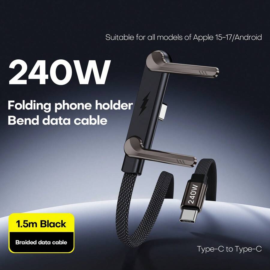 Tangle-Free Hot Item 240W Fast Charging Type-C To Type-C Stand Data Multi-Function Data Car Data Suitable For 17 To 15 Series Woven Dual Type-C Charging Port S25 Etc Birthday Gift Anniversary Gift - Google - View 1