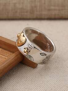 Novo Anel Azul de Luxo, Acessório Versátil para Mulheres, Adequado para Férias, Festa, Feriado, Joias com Tema Oceânico - Prata - Visão 4