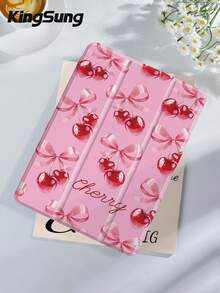 Kingsung Pink Cherry Blossom Tablet Protective Case, Suitable For 9.7/10.2/10.5/10.9/12.9 Inch Pro, 10th Gen , Galaxy Tab S6 Lite 10.4 Inch, Kindle Paperwhite 12th Gen 2024, Kindle (11th Generation) 2022, Kobo Clara Color. Soft Shock-Proof, Smart Stand/Auto Wake/Sleep - Multicolor - View 3