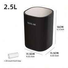 VEELAR 2.5L Stainless Steel Desktop Trash Can, Suitable For Vanity, Desk And Living Room, Flip-Top Design With 20 Trash Bags Included - B - View 5