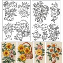 Sunflower Pattern Stick & Stitch Paper 18Pcs Water-Soluble Embroidery Stabilizer For Sewing Newbies - A - View 17