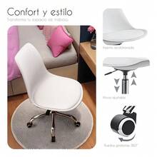 Silla Eames Ruedas Escritorio Ajustable Ergonómica Moderna Color Blanco Material Del Tapizado Cuero Sintético - Blanco - Ver 3