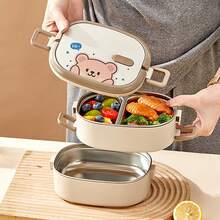 850/1500ML 304 Stainless Steel Lunch Box With Sauce Box, Cute Cartoon Pattern Portable Large Capacity Bento Box, Insulated Anti Scalding Lunch Container With Handle, Sealed Fruit Salad Food Storage Container - Multicolor - View 5