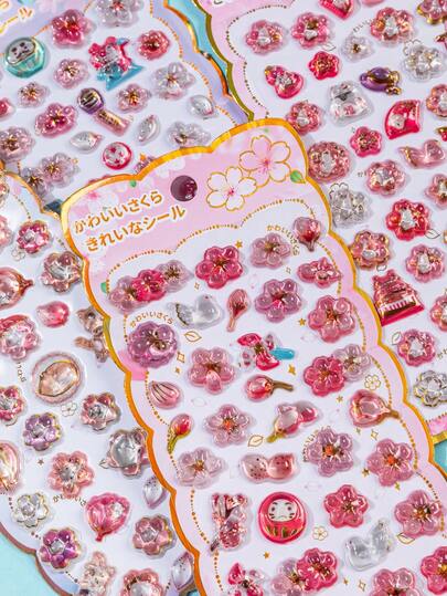 3D Epoxy Resin Sticker Set - Includes Cherry Blossom Stickers, Candy Stickers, Sticker Books, Cute Cartoon Stickers | Perfect For Phone Cases, Laptops, Desktops, Notebooks, Planners, Mugs, Fridges, Travel Bags And Other DIY Decorative Crafts