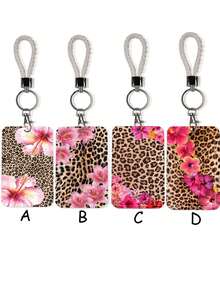 1pc ABS Leopard Print Flower Pattern Fashionable Personalized Keychain Pendant, Bag Charm, Student Bus Protector - Multicolor - View 1