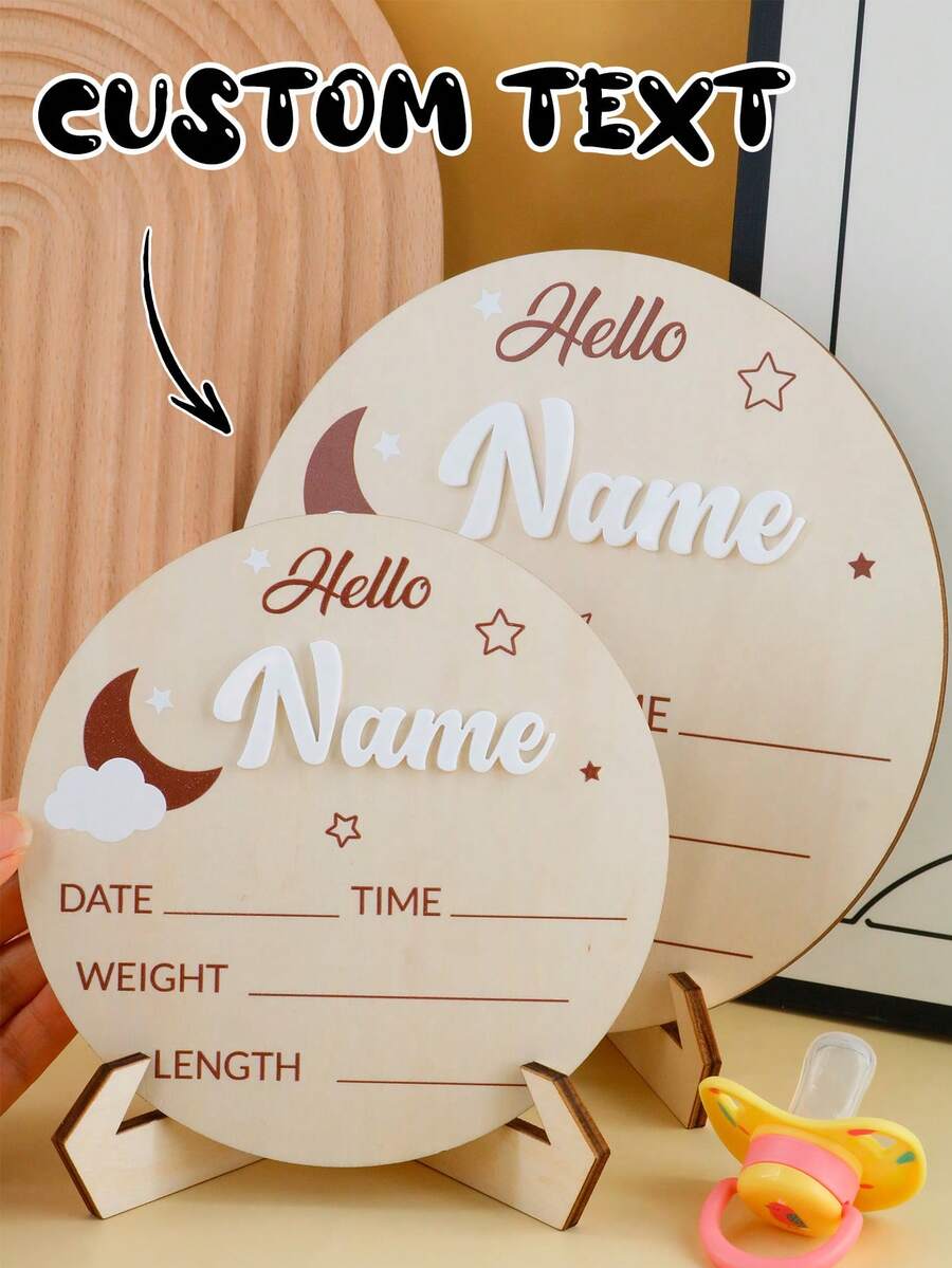 LICVIC Birth Announcement Milestone Disc, Custom Name Date Keepsake Gift For Family Celebration, Personalized Home Display Decor, Customized Hello World Memory Sign, Customizable Birth Record Plaque For Meaningful Gift, Birthday Gift, Birthday Gift, Family - Style B - View 1