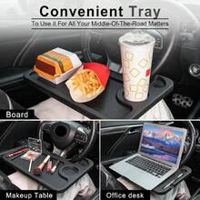 2-In-1 Car Auto Steering Wheel Desk For Eating, Drinking, And Laptop Use, Multipurpose Vehicle Interior Travel Essential, Portable Car Desk For Work And Leisure, Universal Fit For RV, SUV, Truck, Car Interior Accessories For Road Trips, Office On-The-Go, And Travel Convenience - Car Steering Wheel Tray - 查看 4