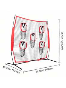 8 X 8 Ft Football Trainer Throwing Net, Training Throwing Target Practice Net With 5 Target Pockets, Knotless Net Includes Bow Frame And Portable Carry Case, Improve QB Throwing Accuracy, Red - Red - View 10