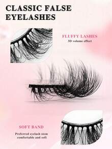 ENCHUW 7 Pairs Of Full Strip False Eyelashes Fluffy Natural Looking Lightweight & Soft Makeup For Daily Wear Strip Lashes,Fake Lashes - Black - View 3