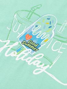 Balabala Children's Graphic T-Shirt, Short Sleeve Top For Boys And Girls, Summer - Mint Green - View 10