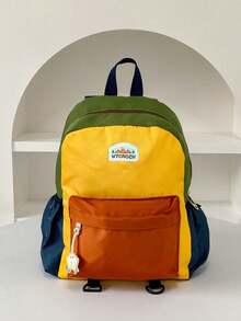 定制刺绣撞色背包，可个性化定制姓名，旅行书包，时尚撞色休闲背包，轻便舒适肩带，适合日常通勤、旅行和郊游，多功能，装饰性强，字母图案，时尚现代，色彩缤纷，可爱迷人，休闲百搭，可定制，个性化，独一无二，是送给他的理想礼物，送给她的理想礼物，舒适易背，生日礼物，圣诞礼物 - 彩色 - 查看 10