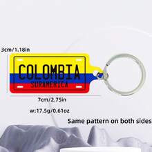 1个哥伦比亚城市名称元素双面UV印刷钥匙扣,男女通用时尚配饰包包挂饰钥匙圈 - 彩色 - 查看 9