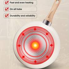 15pcs Ceramic Pots And Pans Set, Non-Stick Cookware Sets, Kitchen Induction Cooking Set With Pizza Pan, Food Steamer, Saucepans, Frying Pans (White) - White - View 8