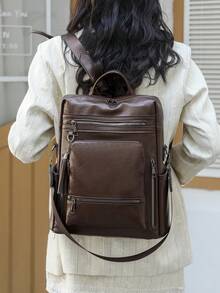 Vintage Style Large Capacity Women's Backpack, Suitable For Work Commute, Travel, Shopping, Gift - Multicolor - View 7