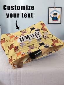 1pc Customized Name Cartoon Puppy Pattern Corduroy Toiletry Storage Bag, Perfect Choice For Organizing Toiletries On The Go, Can Be Customized Based On Your Unique Design, Very Suitable For Children, Print Your Own Name Or Print Your Sister's And Classmates' Names As A Gift To Give To Others - Multicolor - View 5