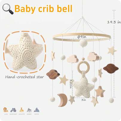 1 Box Baby Crib Mobile Arm, Wooden Baby Crib Mobile Arm, Baby Crib Mobile Hanging Hook, Nursery Decor, Baby Crib Mobile, Star & Moon Baby Crib Mobile, Hanging Nursery Decor Set, Baby Crib Mobile Toy, Suitable For Baby Boys And Girls, Sleep Theme