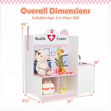 Kids Doctor Play Set W/Faucet Sink ECG Monitor Body Parts Diagram Clock - Pink - View 2